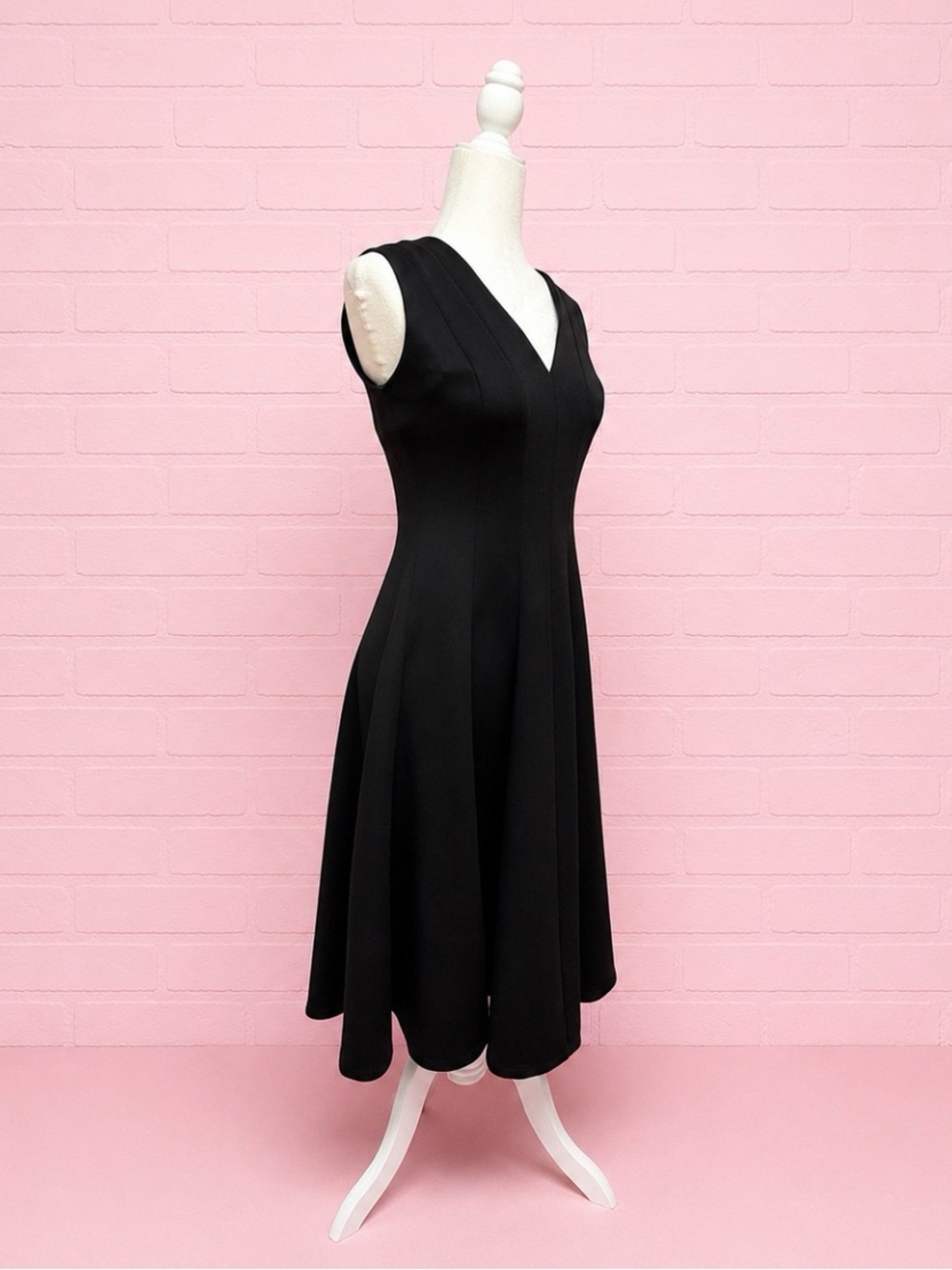 Calvin Klein Black V-Neck Fit-and-Flare Dress - Picture 6 of 9